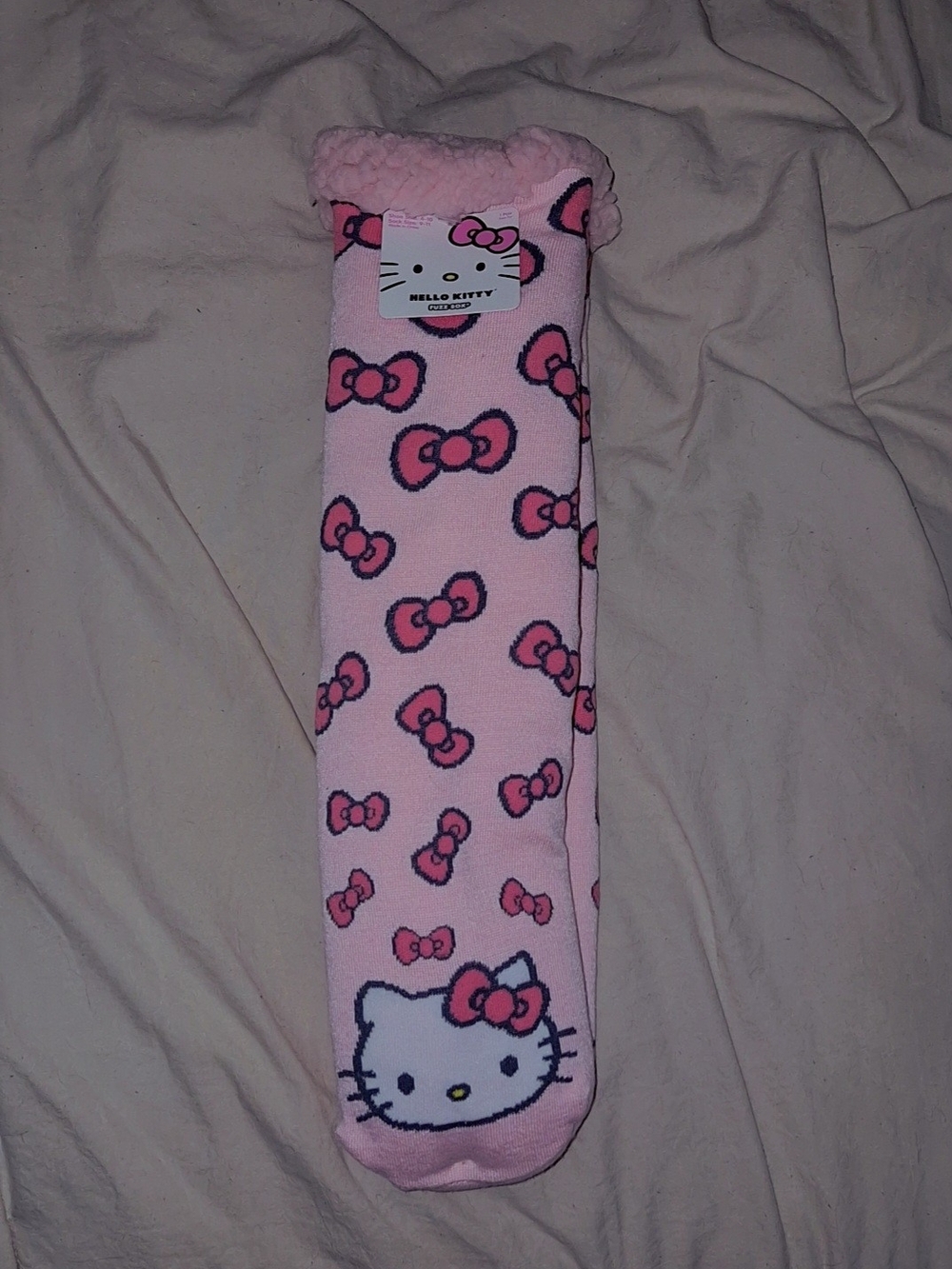 Hello Kitty Pink Bow Pattern Fleece-Lined Socks